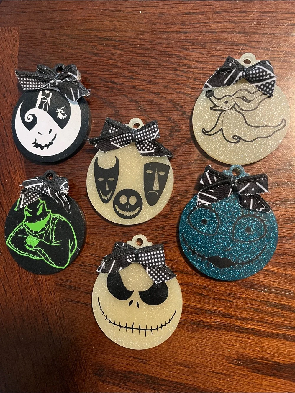 Handmade Glitter Holiday Ornaments - Nightmare Before Christmas - Epoxy Resin